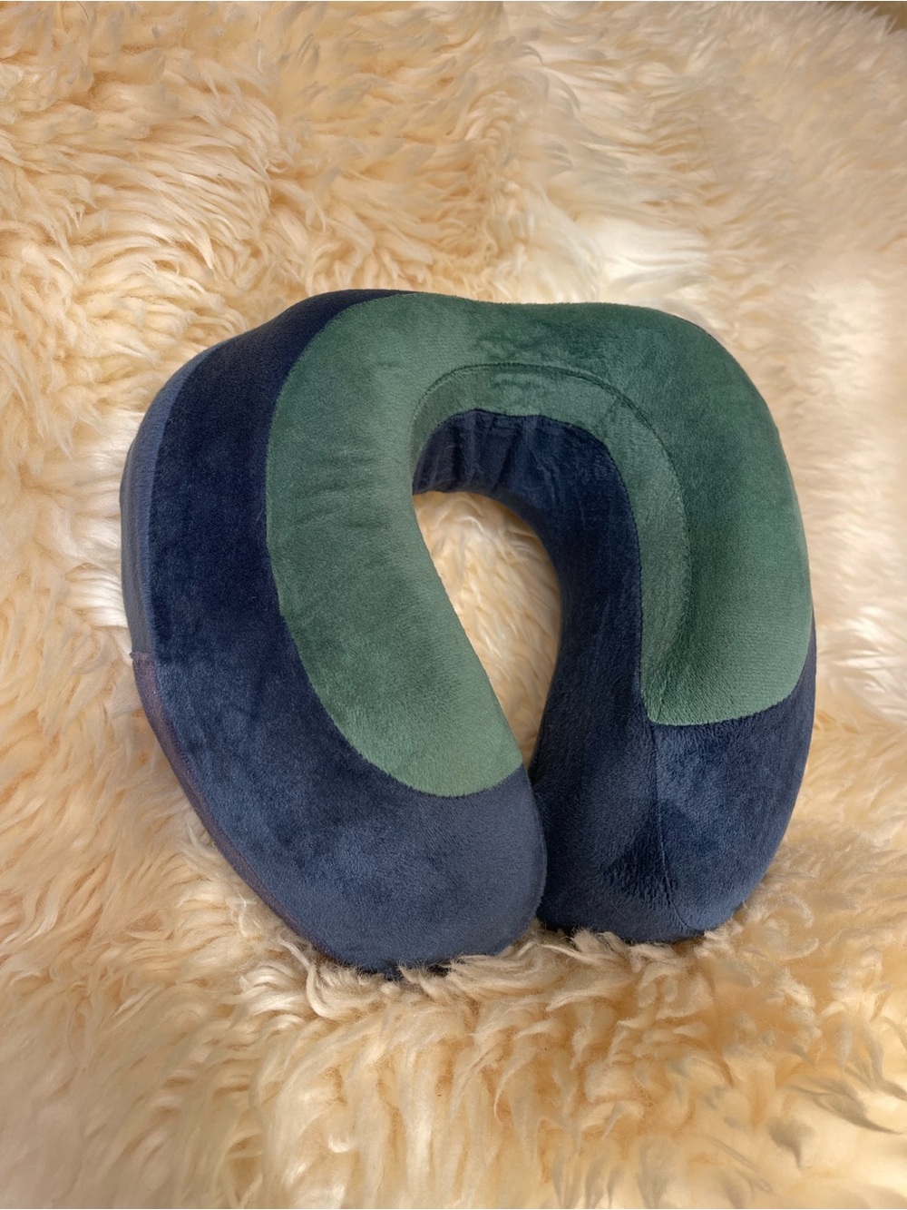 Plush U-Shape Neck Pillow in Navy and Forest Green